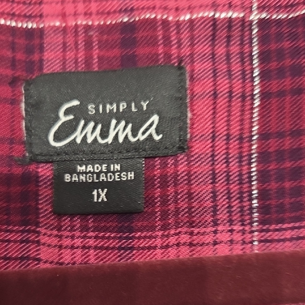 Simply Emma Raspberry Plaid Button Down Shirt - Picture 2 of 6